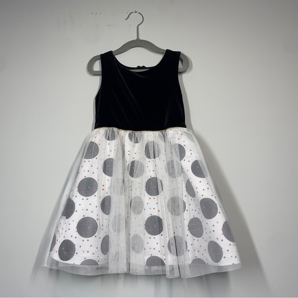 Cat & Jack 4T formal dress velvet polka dots tulle 4T - Picture 2 of 6